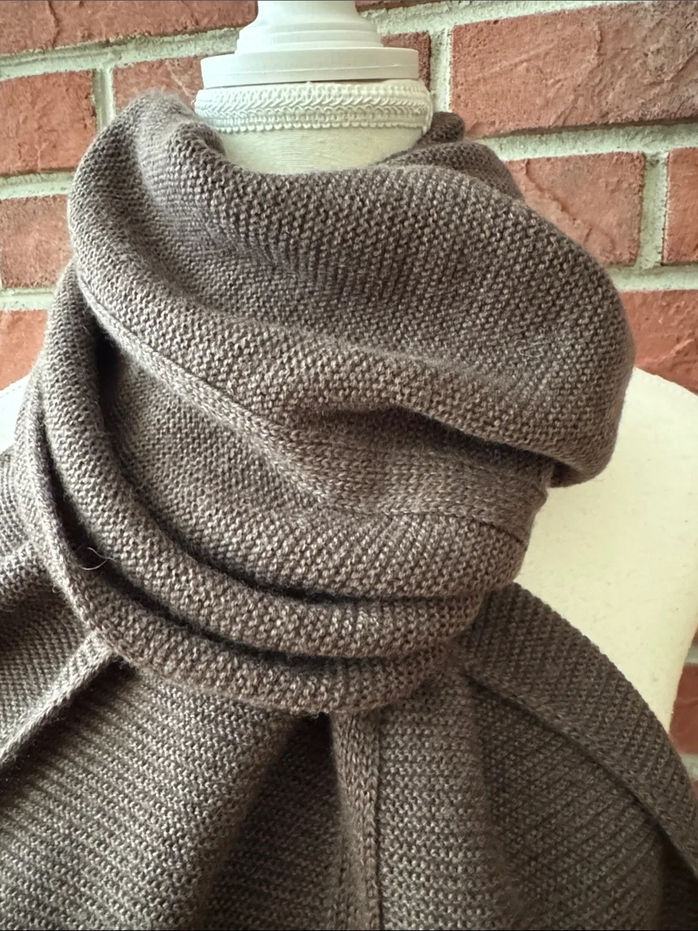 Banana Republic Extra Fine Merino Wool Knit Scarf Dark Brown 12”x80” NWOT